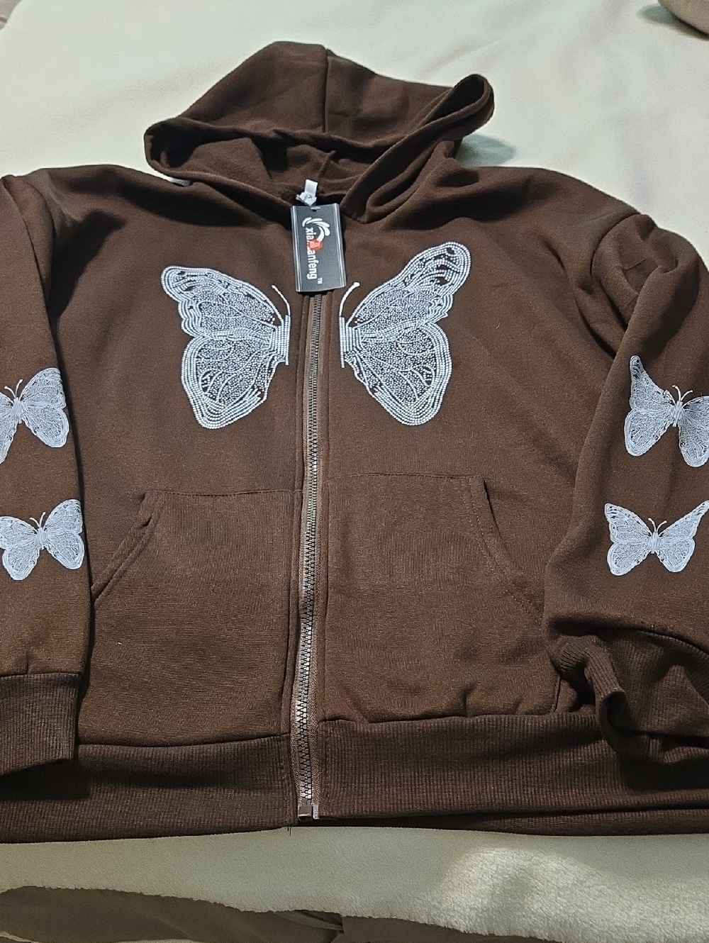 Butterfly Zip Front Hoodie for Women